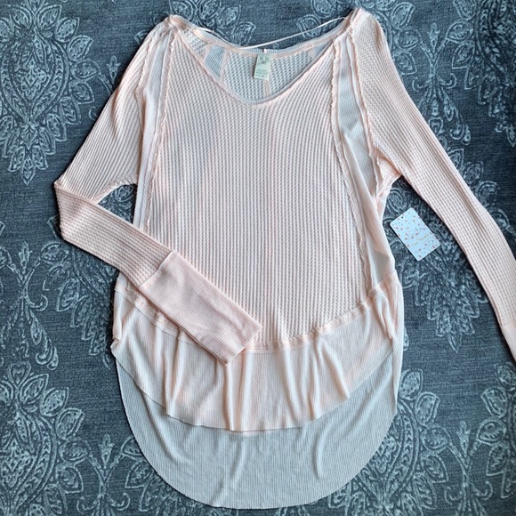 Free People Catalina Thermal Long Sleeve Top Peach - Picture 5 of 8
